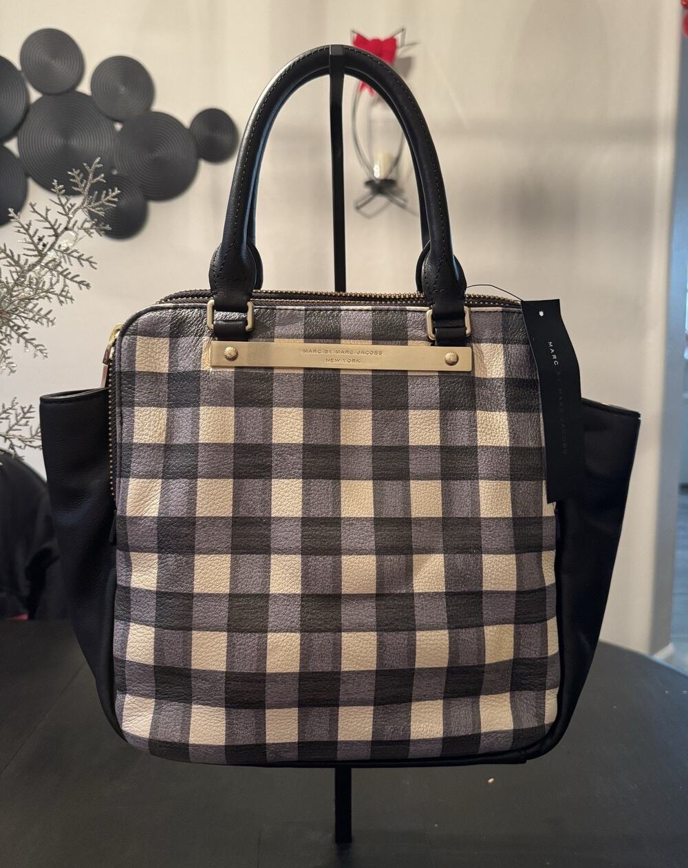 Marc By Marc Jacobs Black & White Checkered Tote Bag NWT